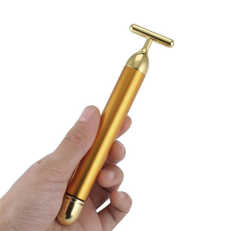 24K Guld T Ansigtsroller Massageapparat til Energi