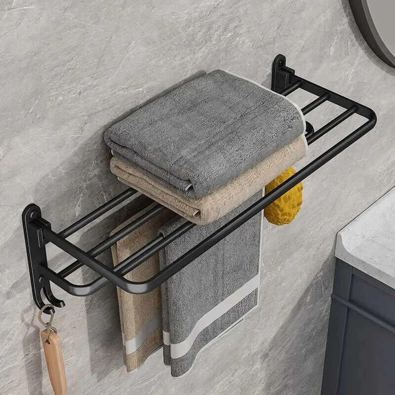 Elegant håndklædeholder i aluminium - Pladsbesparende sammenklappelig design