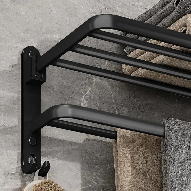 Elegant håndklædeholder i aluminium - Pladsbesparende sammenklappelig design