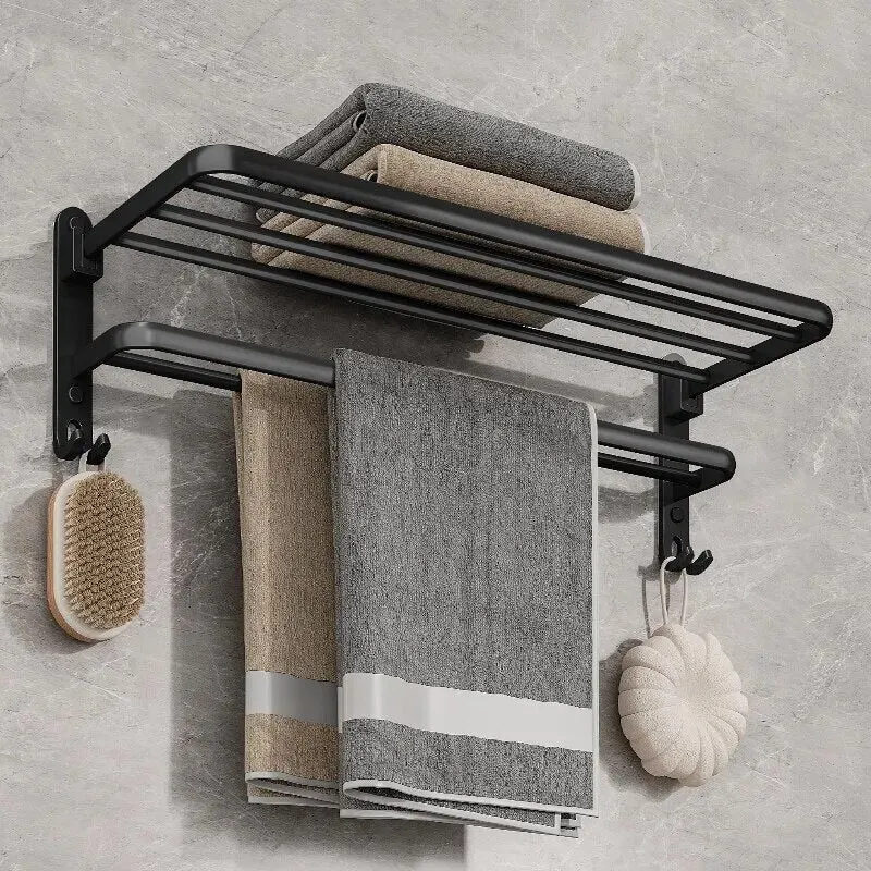 Elegant håndklædeholder i aluminium - Pladsbesparende sammenklappelig design