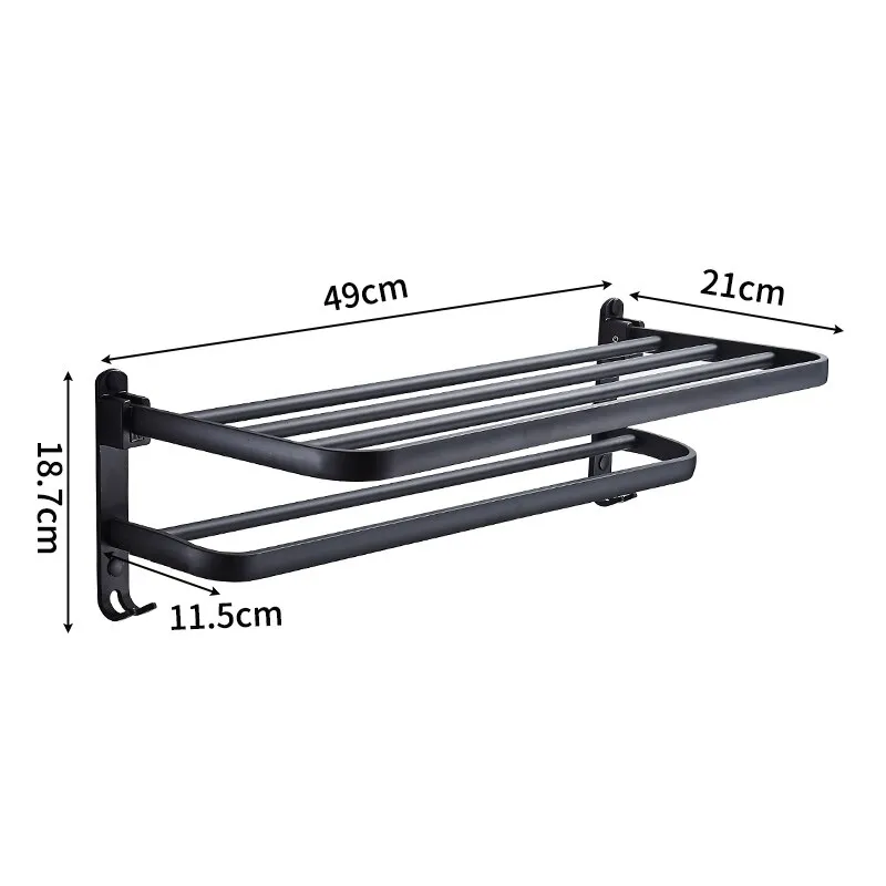 Elegant håndklædeholder i aluminium - Pladsbesparende sammenklappelig design
