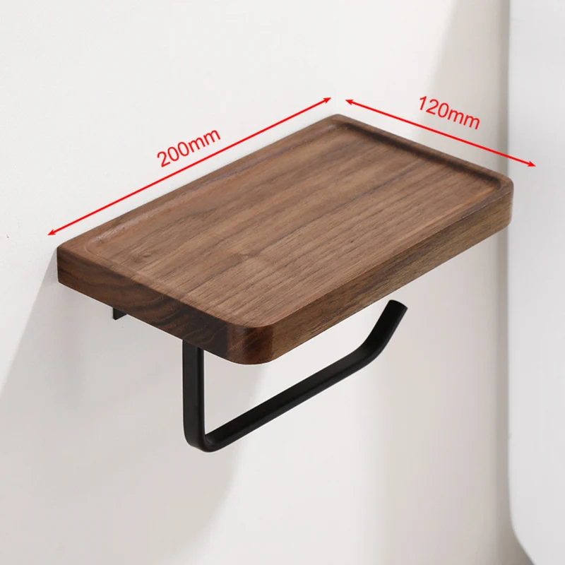Elegant vægmonteret toiletpapirholder - lavet af valnød og rustfrit stål