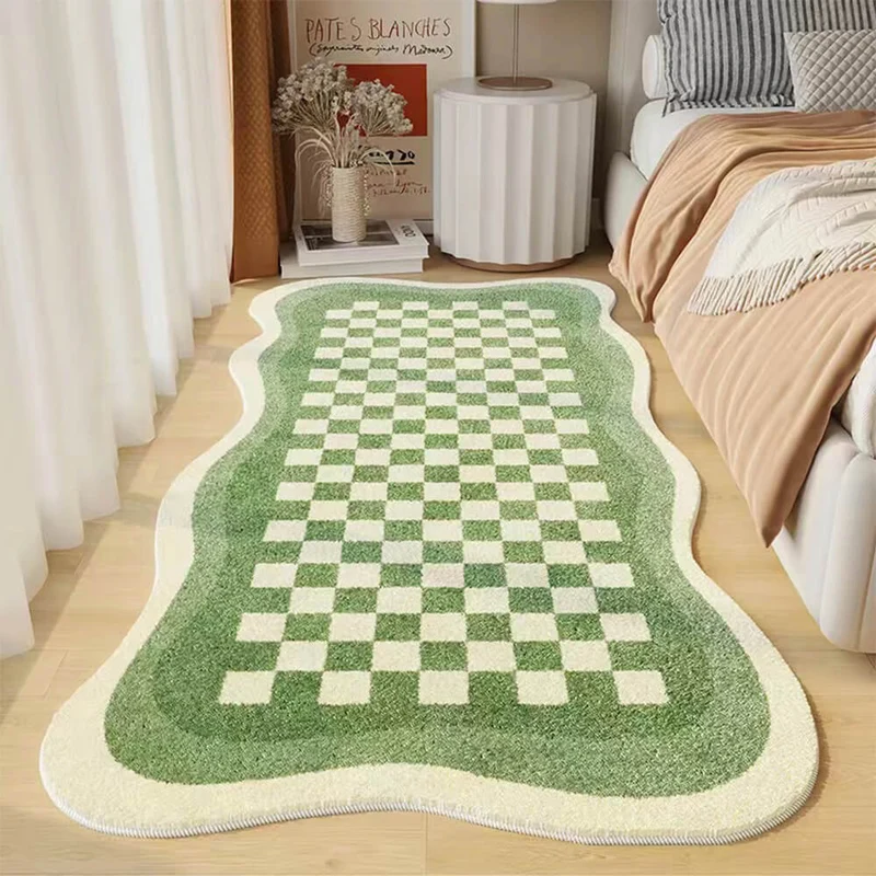 Faux Cashmere Natbord Tæppe i Uregelmæssig Form – Schachbrett Design