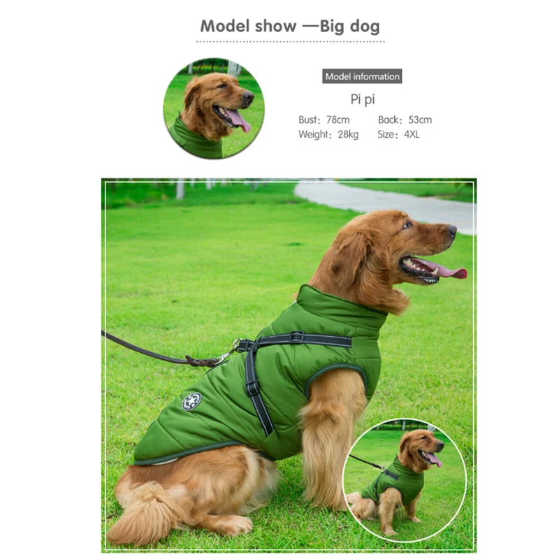Vinterjakke til hunde med integreret sele