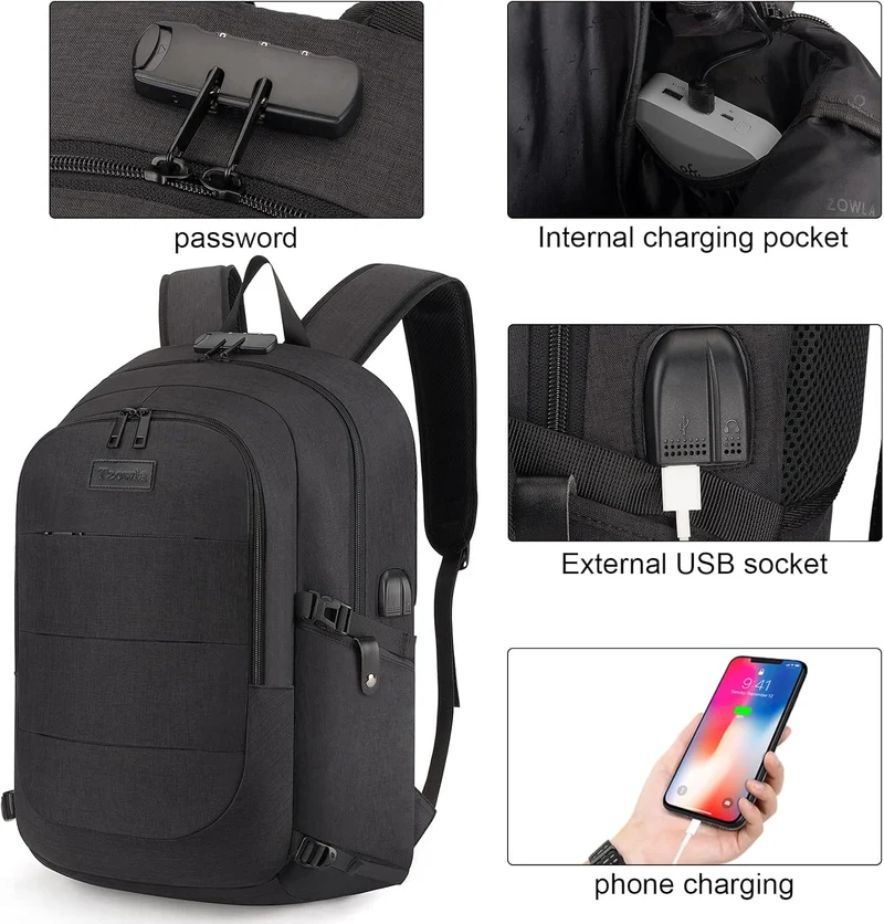 Stor og Sikker Rygsæk til Laptop med USB-Port – 30–50L