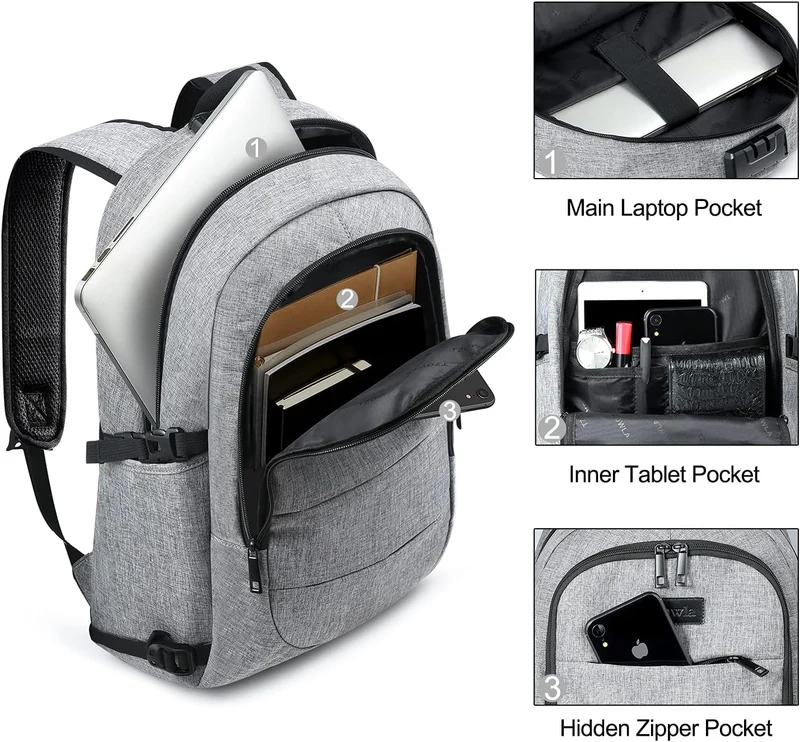 Stor og Sikker Rygsæk til Laptop med USB-Port – 30–50L