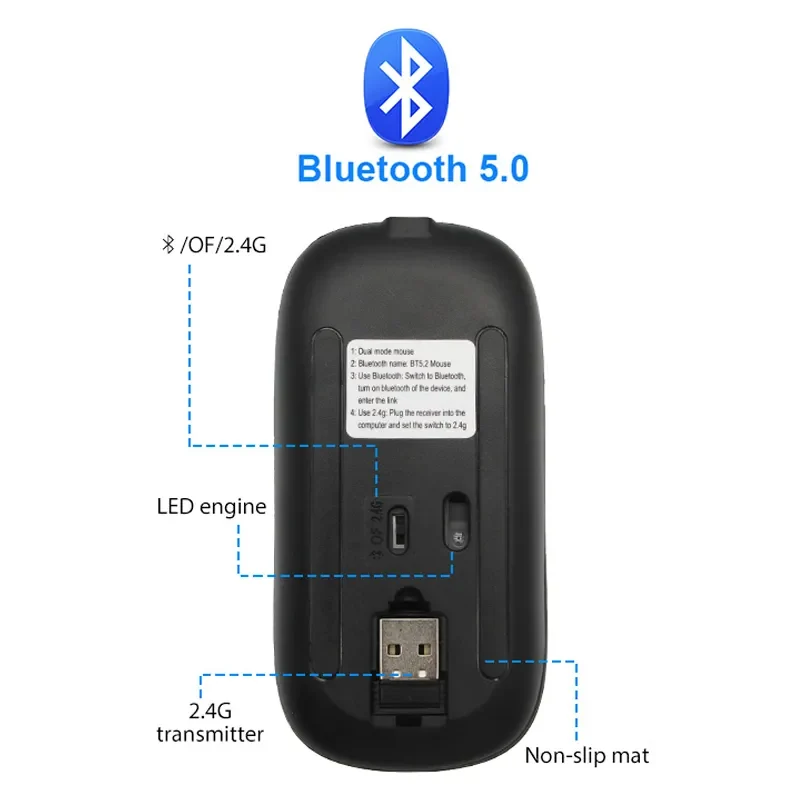 Trådløs LED-mus med genopladeligt Bluetooth – Eindhoven model