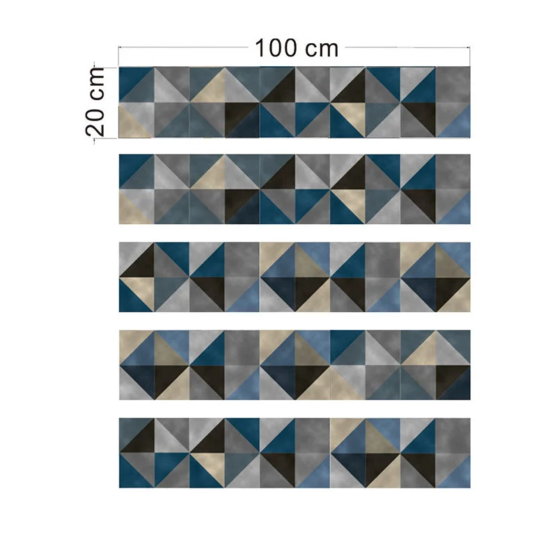 Geometrisk Mosaikflise Vægpanel i Boho-Chic, Blå-Brun, Aftageligt