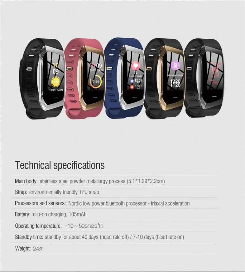 Fitband Smartwatch med Vandtæthed, Puls, Blodtryk og Iltniveau Monitor