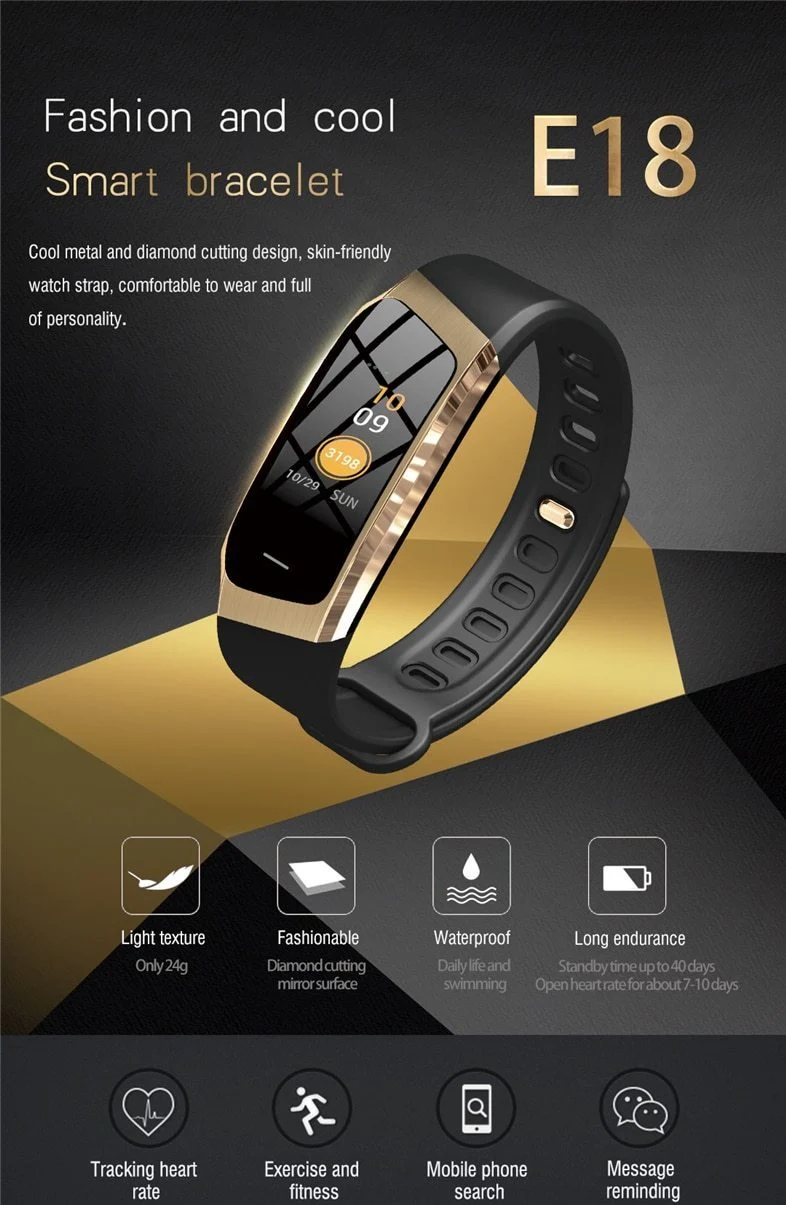 Fitband Smartwatch med Vandtæthed, Puls, Blodtryk og Iltniveau Monitor