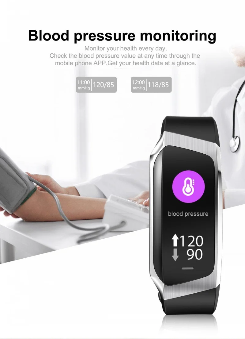 Fitband Smartwatch med Vandtæthed, Puls, Blodtryk og Iltniveau Monitor