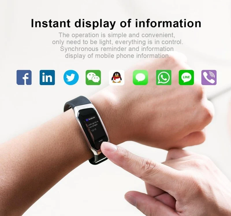 Fitband Smartwatch med Vandtæthed, Puls, Blodtryk og Iltniveau Monitor