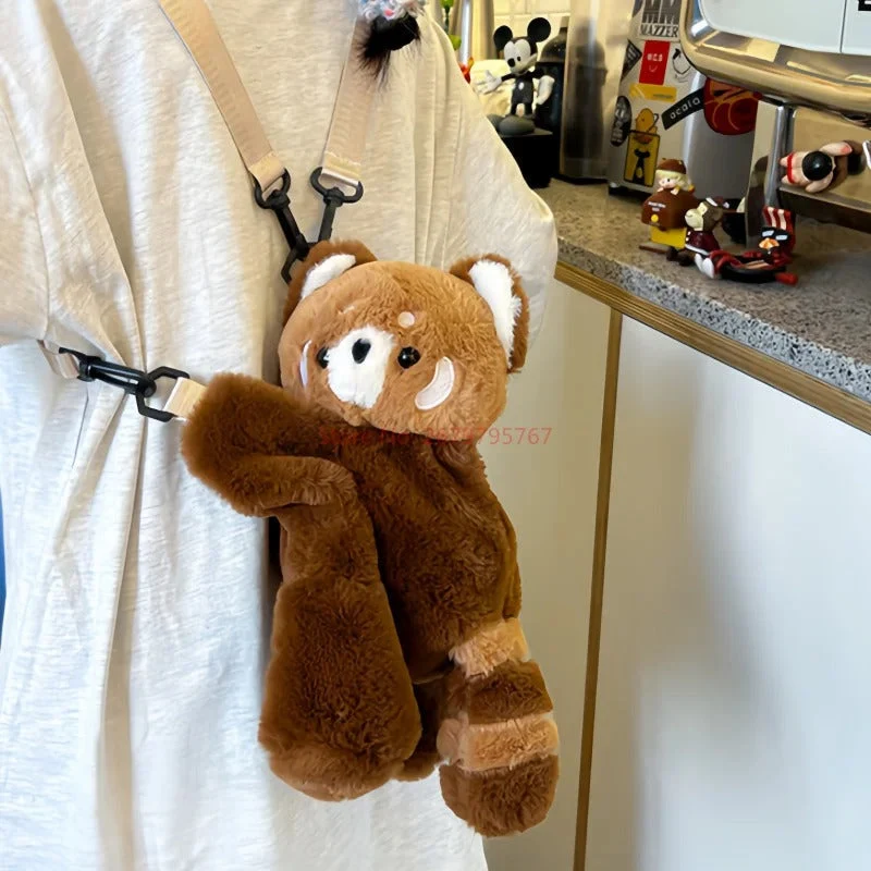 Flauschende skuldertaske i teddy-bjørn design