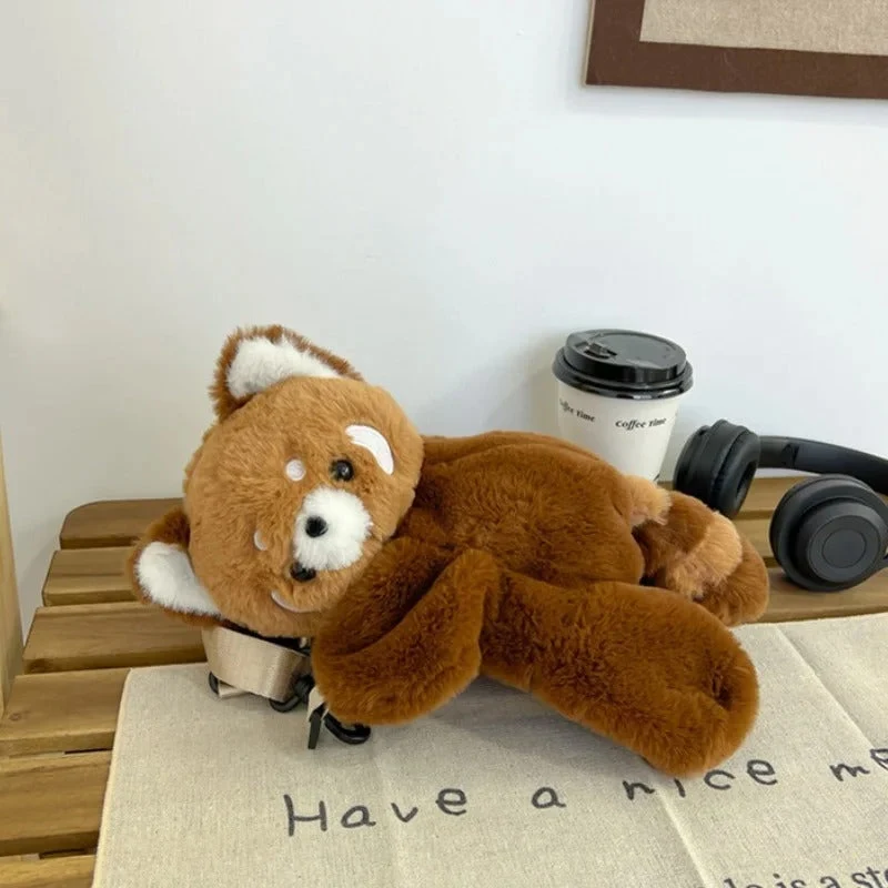 Flauschende skuldertaske i teddy-bjørn design