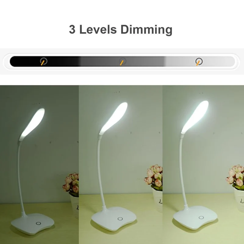 Fleksibel 14 LED Gulvlampe med Berøringstryk, 3 Lysindstillinger, USB Opladelig Læselampe til Soveværelse