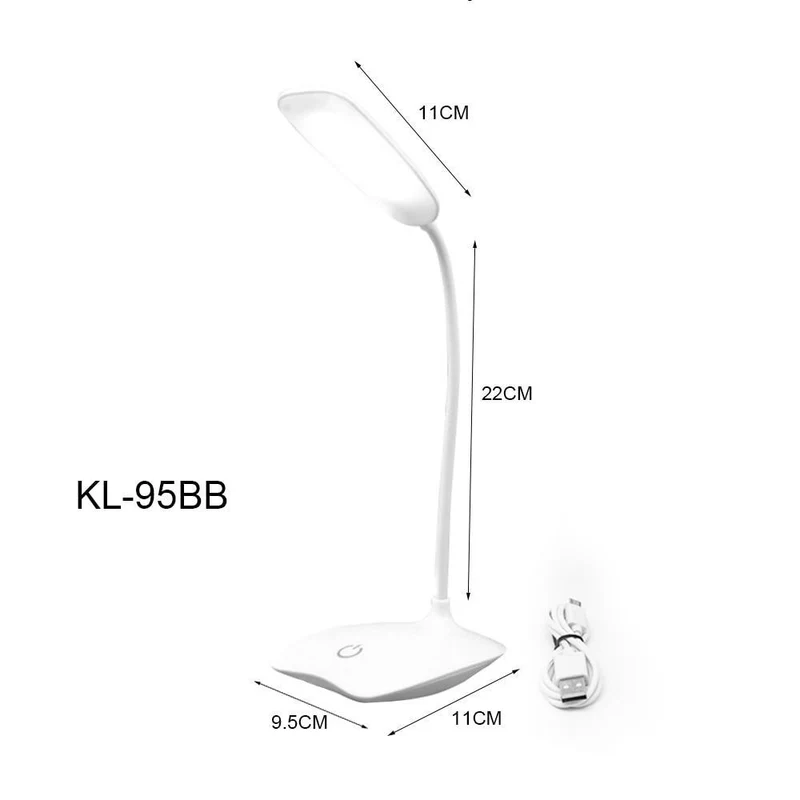 Fleksibel 14 LED Gulvlampe med Berøringstryk, 3 Lysindstillinger, USB Opladelig Læselampe til Soveværelse