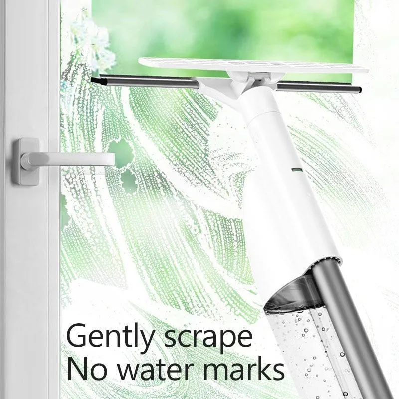 Glasrenser med vand spray og lang aluminiumshåndtag, børste og klud kombi
