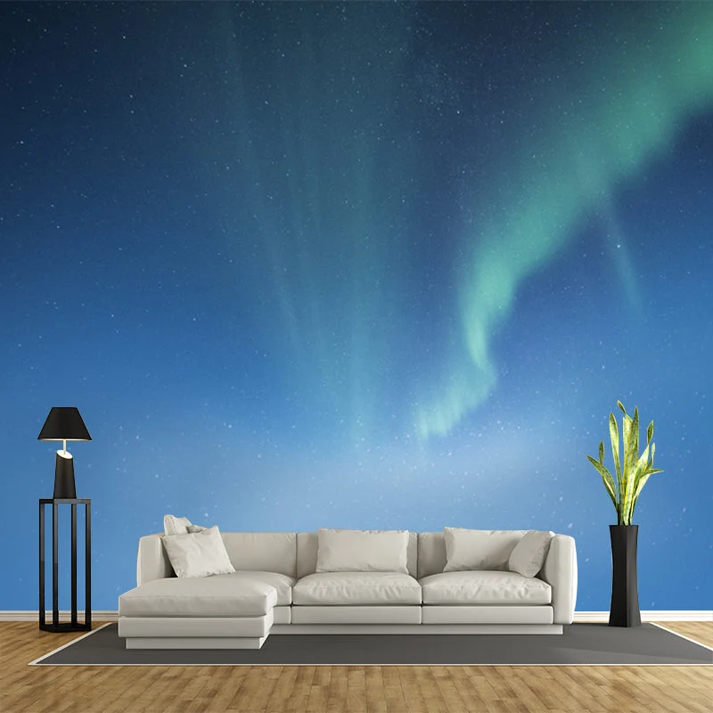 Minimalistisk Aurora Mønster Vægkunst – Blå Hel Vægdekoration