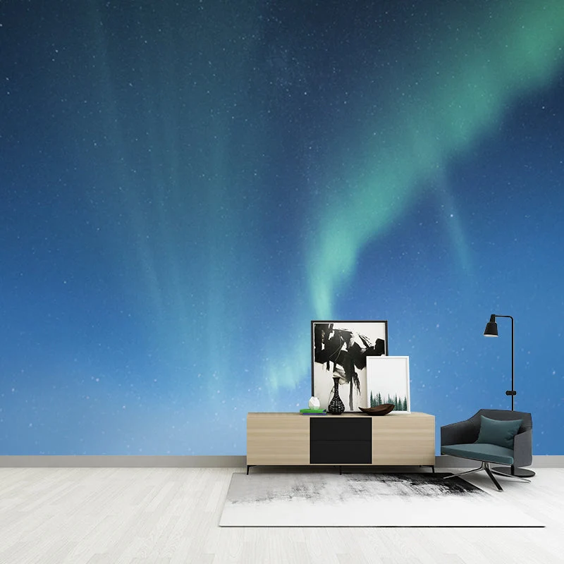 Minimalistisk Aurora Mønster Vægkunst – Blå Hel Vægdekoration