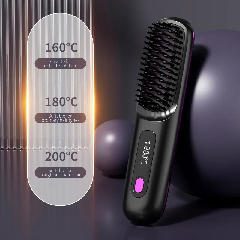 Trådløs hårglatter med USB-opladning og LCD-skærm – Keramik & ion teknologi