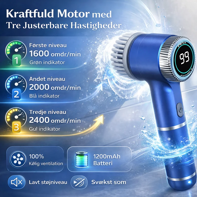 Cleanix™ Pro Elektrisk Rengøringsbørste – Kraftfuld, Trådløs & Vandtæt (IPX7)