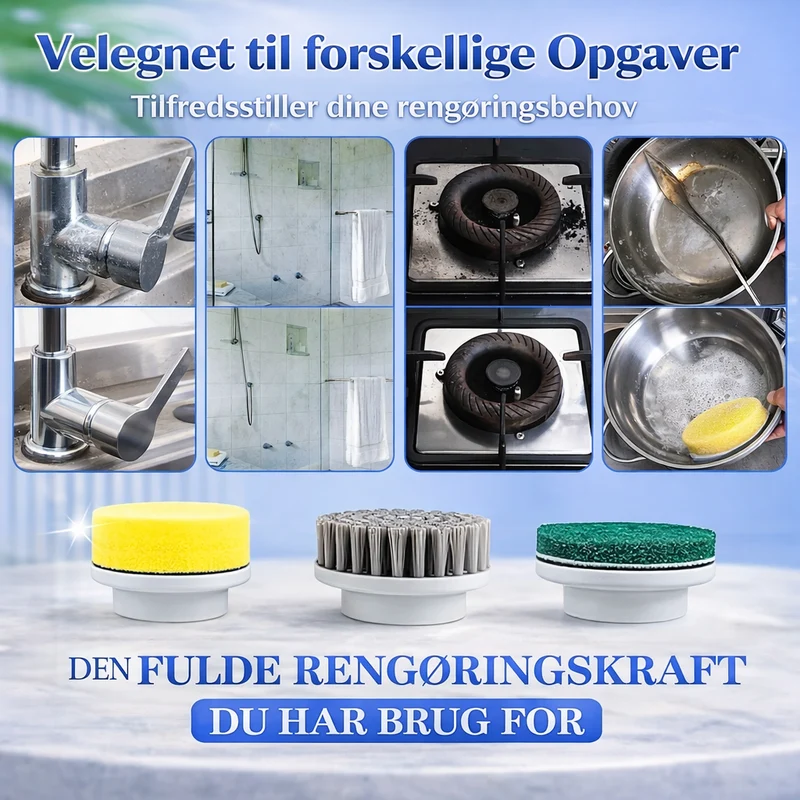 Cleanix™ Pro Elektrisk Rengøringsbørste – Kraftfuld, Trådløs & Vandtæt (IPX7)