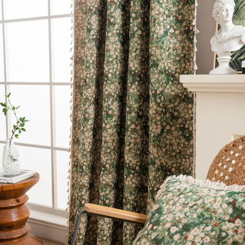 Fransk vintage blomster mønster tæppe gardin