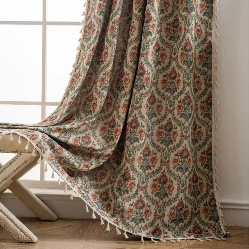 Fransk vintage blomster mønster tæppe gardin