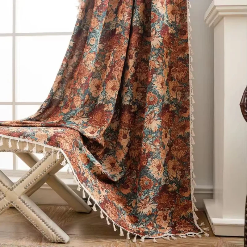 Fransk vintage blomster mønster tæppe gardin