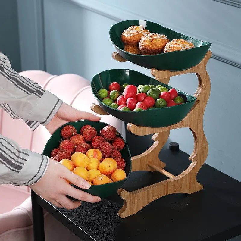 Frugtfad i plastik med tre niveauer
