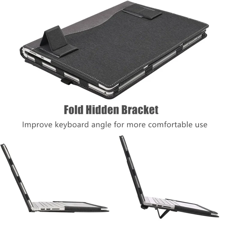 Læderbeskyttelse med stativ til Samsung Galaxy Book Pro 13,3" (Sort)