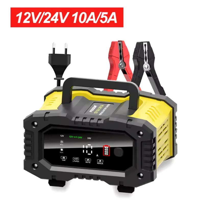 Effektiv 12V og 24V Bilbatterioplader til Hurtig Genopladning