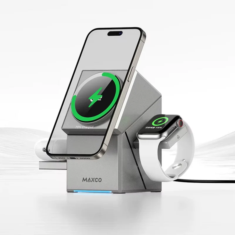 3-i-1 Magnetisk Qi Trådløs Oplader til Smartphones