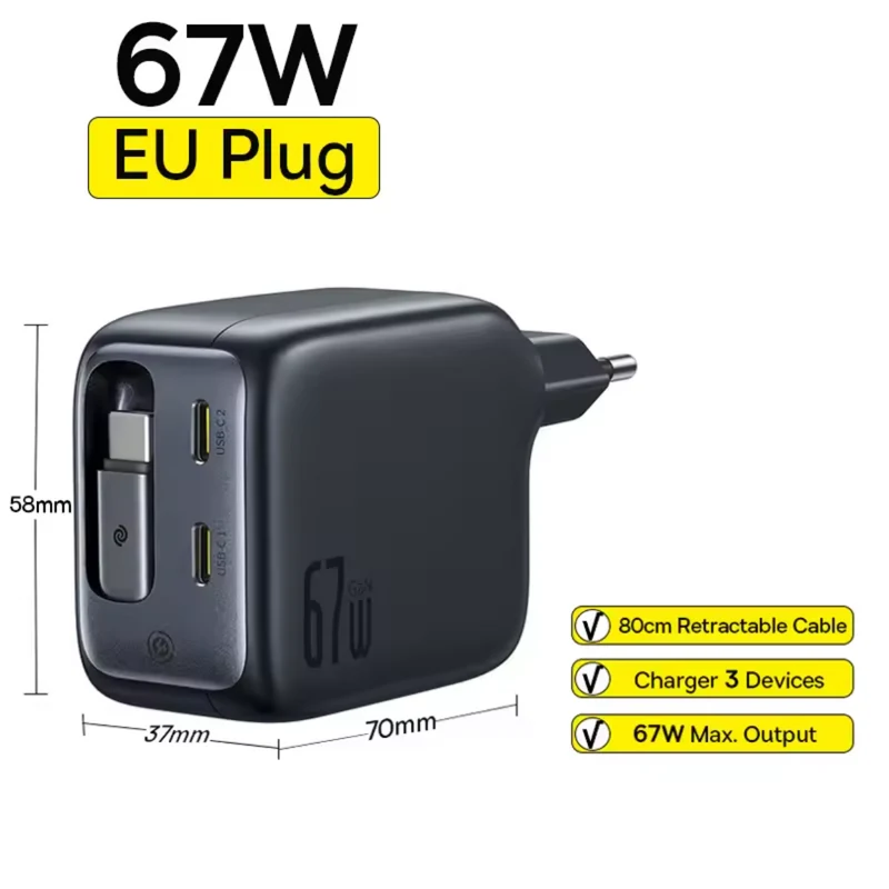 67W Hurtig og Smart USB-C Oplader til Dine Enheder