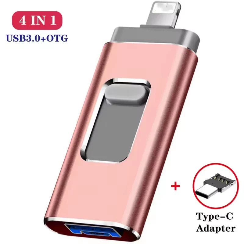 Alsidig 4-i-1 USB-nøgle til iPhone, Android og PC