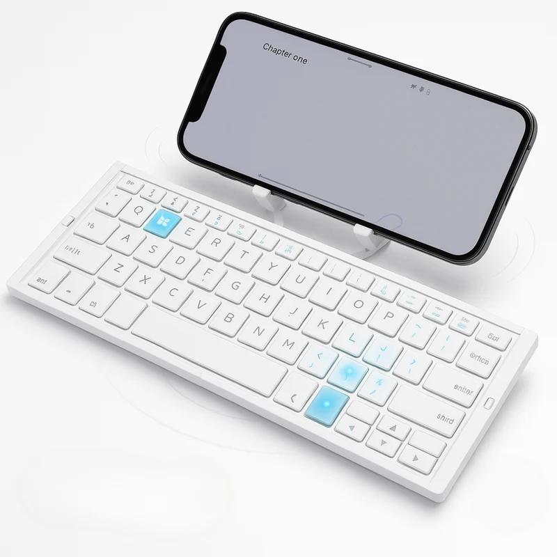 Sammenfoldeligt Trådløst Tastatur med Magnetisk Tablet Holder