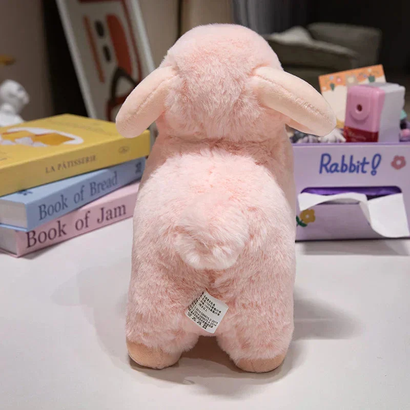 Fluffy Lyserød Hvid Får Ram Plüschtier