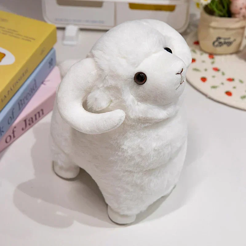 Fluffy Lyserød Hvid Får Ram Plüschtier