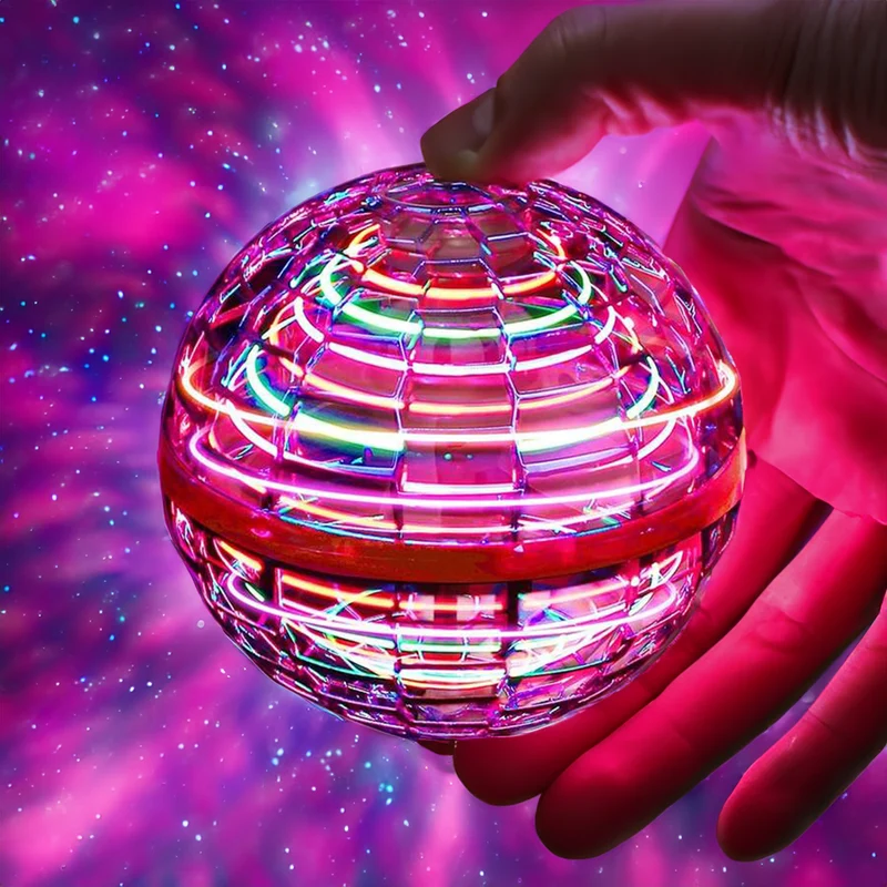 Flyvende Orb Bold - 360° Drivende Flyvemaskine med Intelligent Stabilisering - Slagfast Polypropylen - USB Hurtigopladning - LED Lys Effekter
