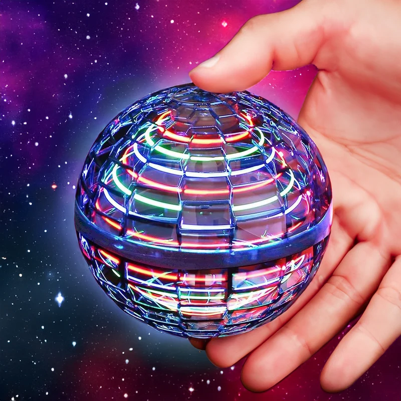Flyvende Orb Bold - 360° Drivende Flyvemaskine med Intelligent Stabilisering - Slagfast Polypropylen - USB Hurtigopladning - LED Lys Effekter