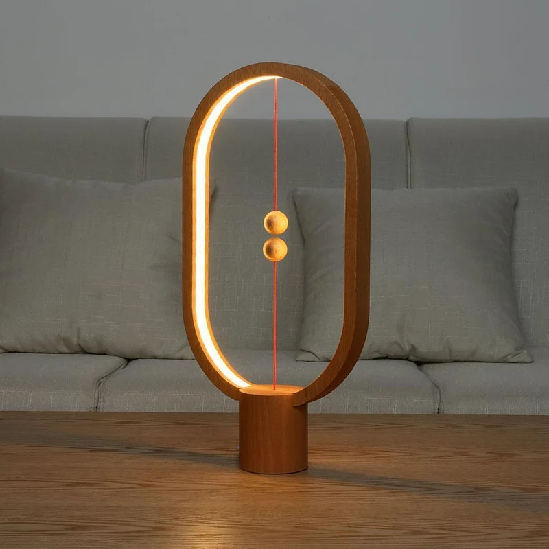 Stilfuld Træbordlampe med Magnetisk Tænd/sluk-Funktion