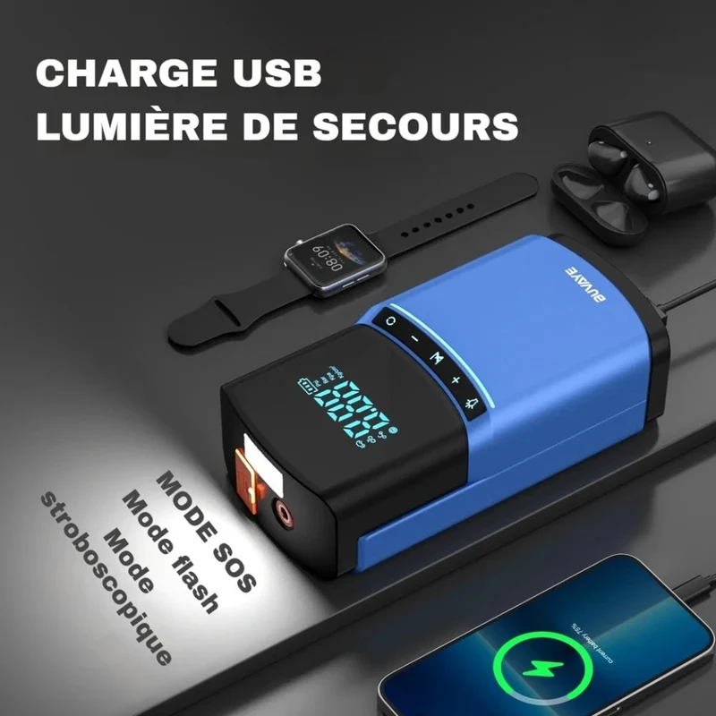 Kraftfuld og Kompakt Batteri Booster med Kompressor