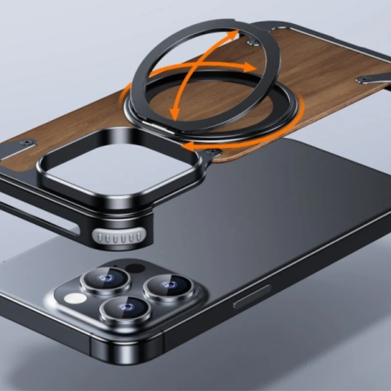 Elegant Smartphone Cover i Træ med Drejelig Støtte