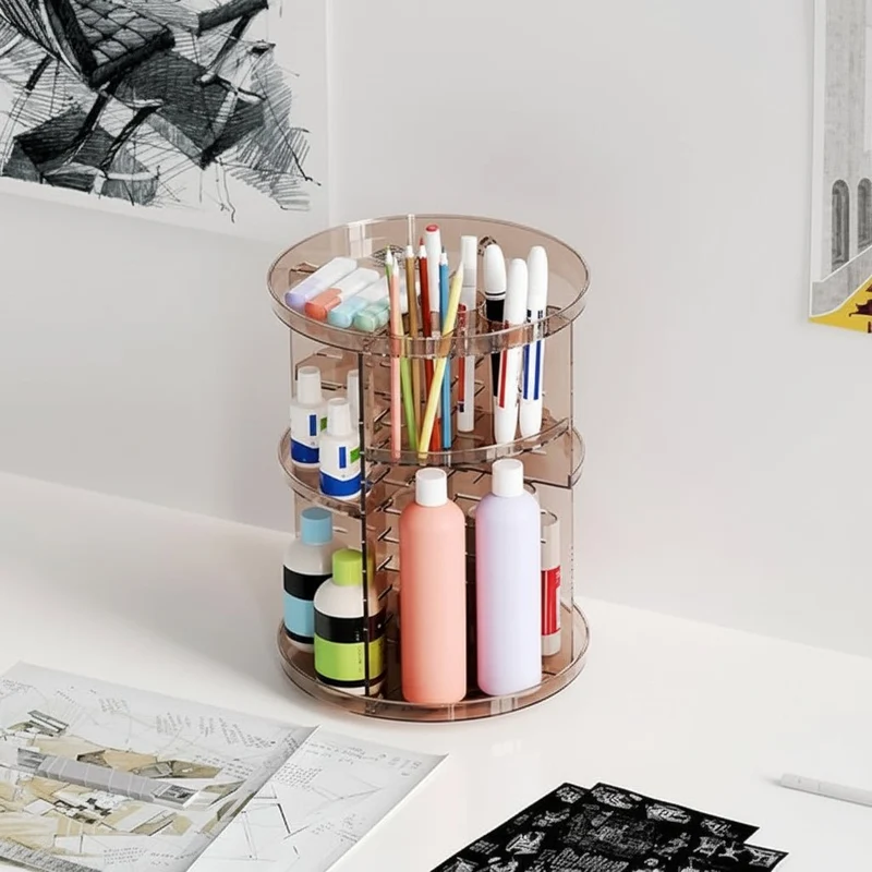 Roterende Makeup Organizer med Justerbar Højde og Stor Kapacitet