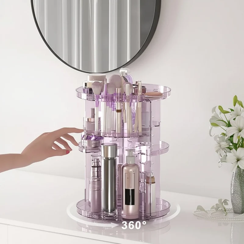 Roterende Makeup Organizer med Justerbar Højde og Stor Kapacitet