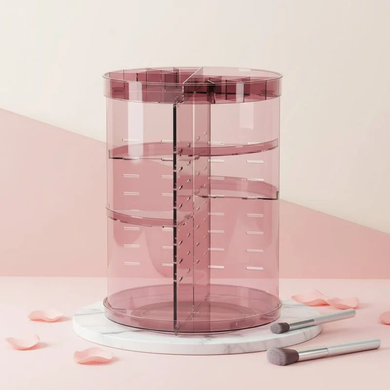 Roterende Makeup Organizer med Justerbar Højde og Stor Kapacitet
