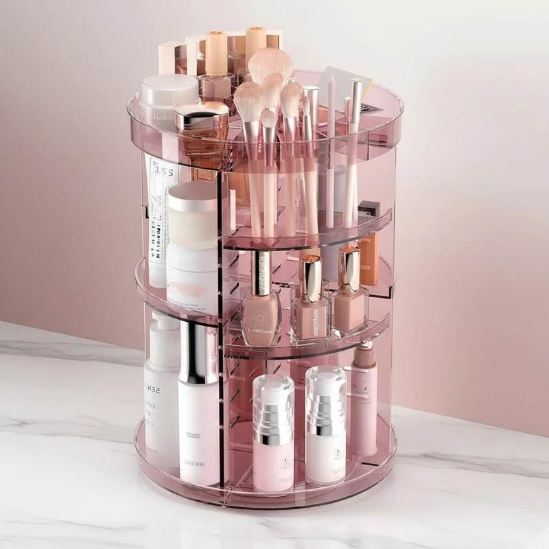 Roterende Makeup Organizer med Justerbar Højde og Stor Kapacitet