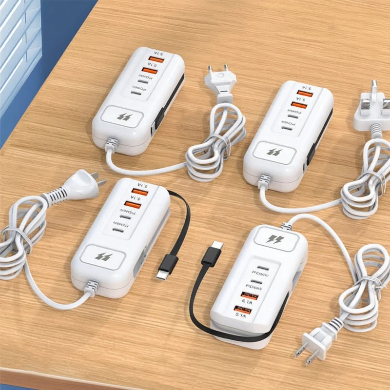 Hurtig 4-Port USB Oplader Hub med Type-C til Flere Enheder