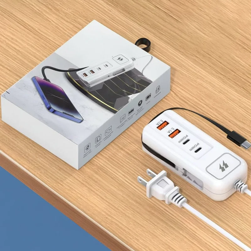 Hurtig 4-Port USB Oplader Hub med Type-C til Flere Enheder
