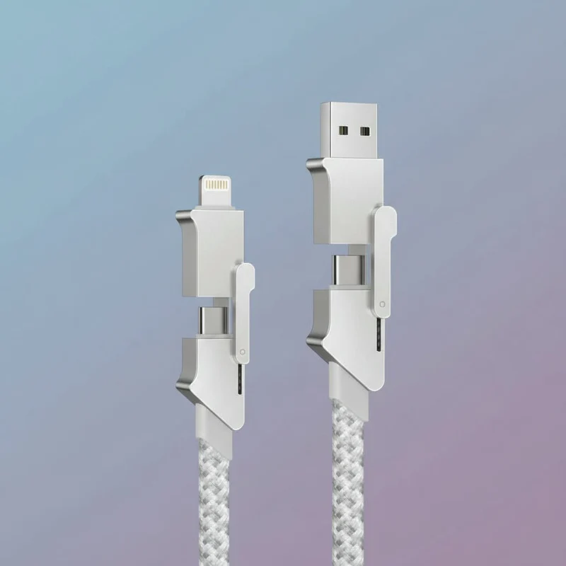 Universalt 4-i-1 Fladt Flettet Opladerkabel - Hurtigopladning